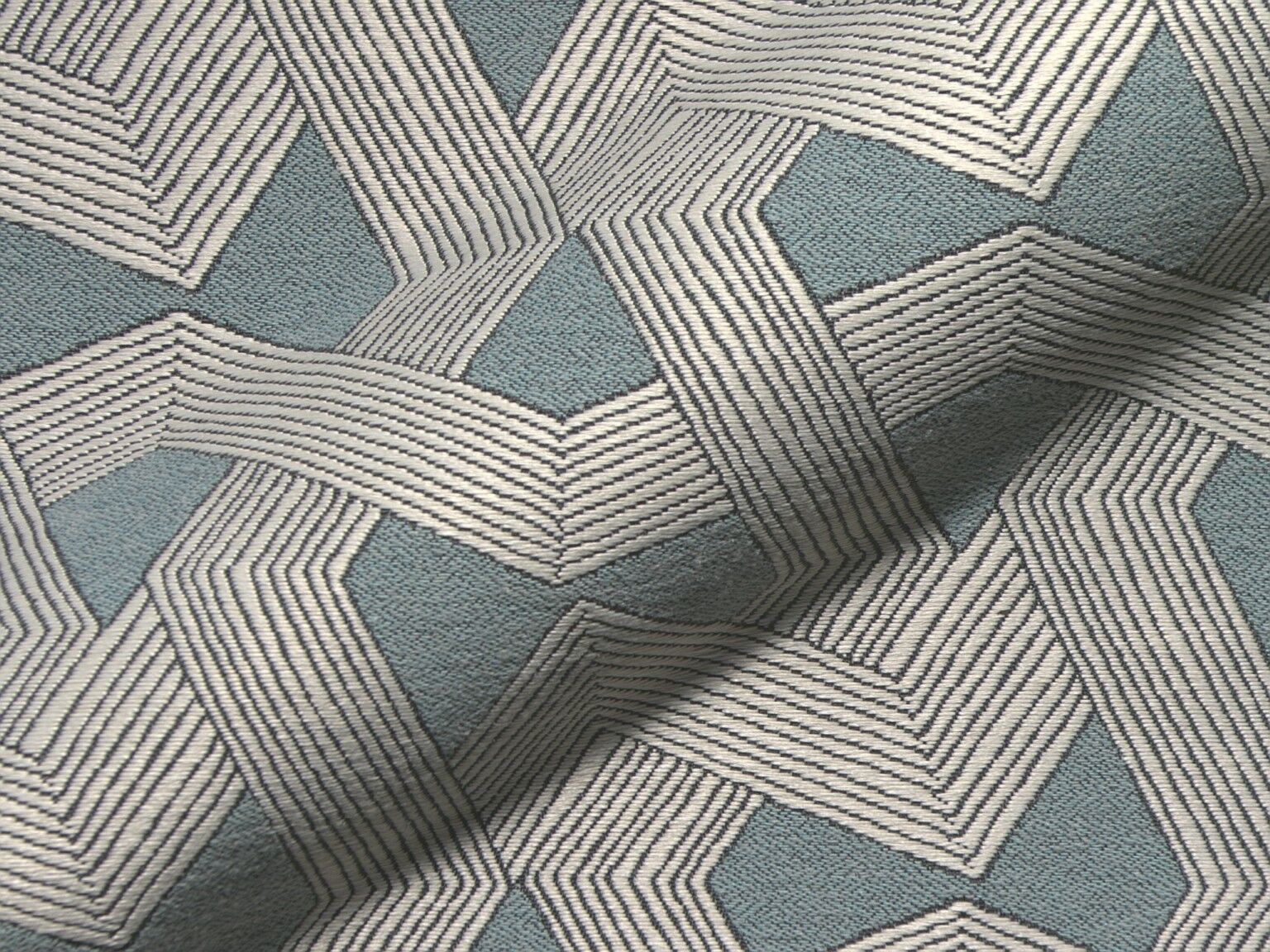 Kyoto 605 Q2 Hoepke Moebelbezugsstoff Gemustert Blau Weiss