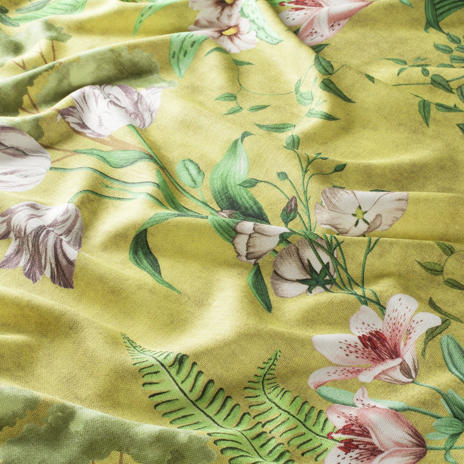 Ch3107 040 Fabulous Journey Jab Vorhangstoff Meterware Mit Blumenmuster Gelb Gruen