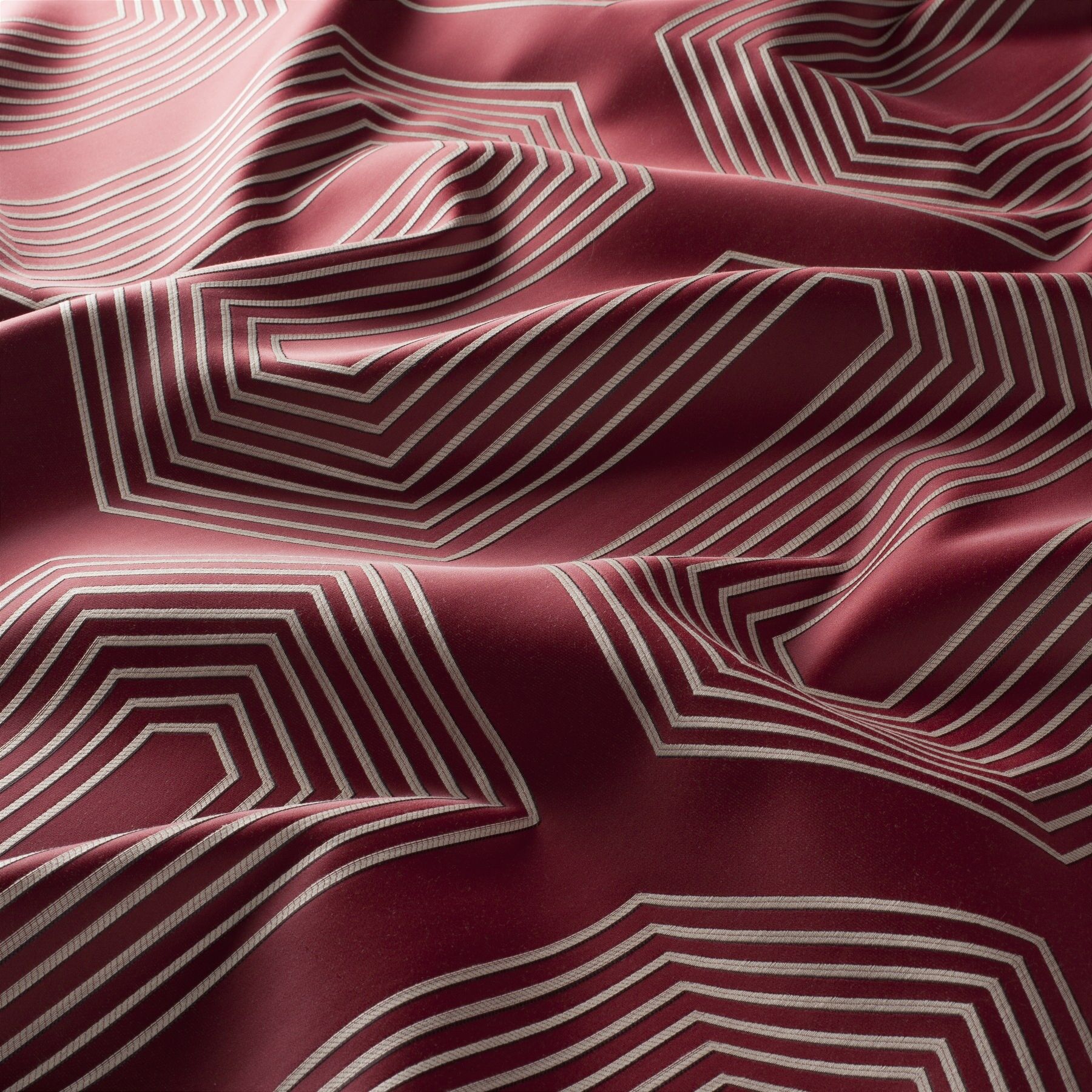 Ja7122 010 Adrian Jab Vorhangstoff Meterware Gemustert Rot