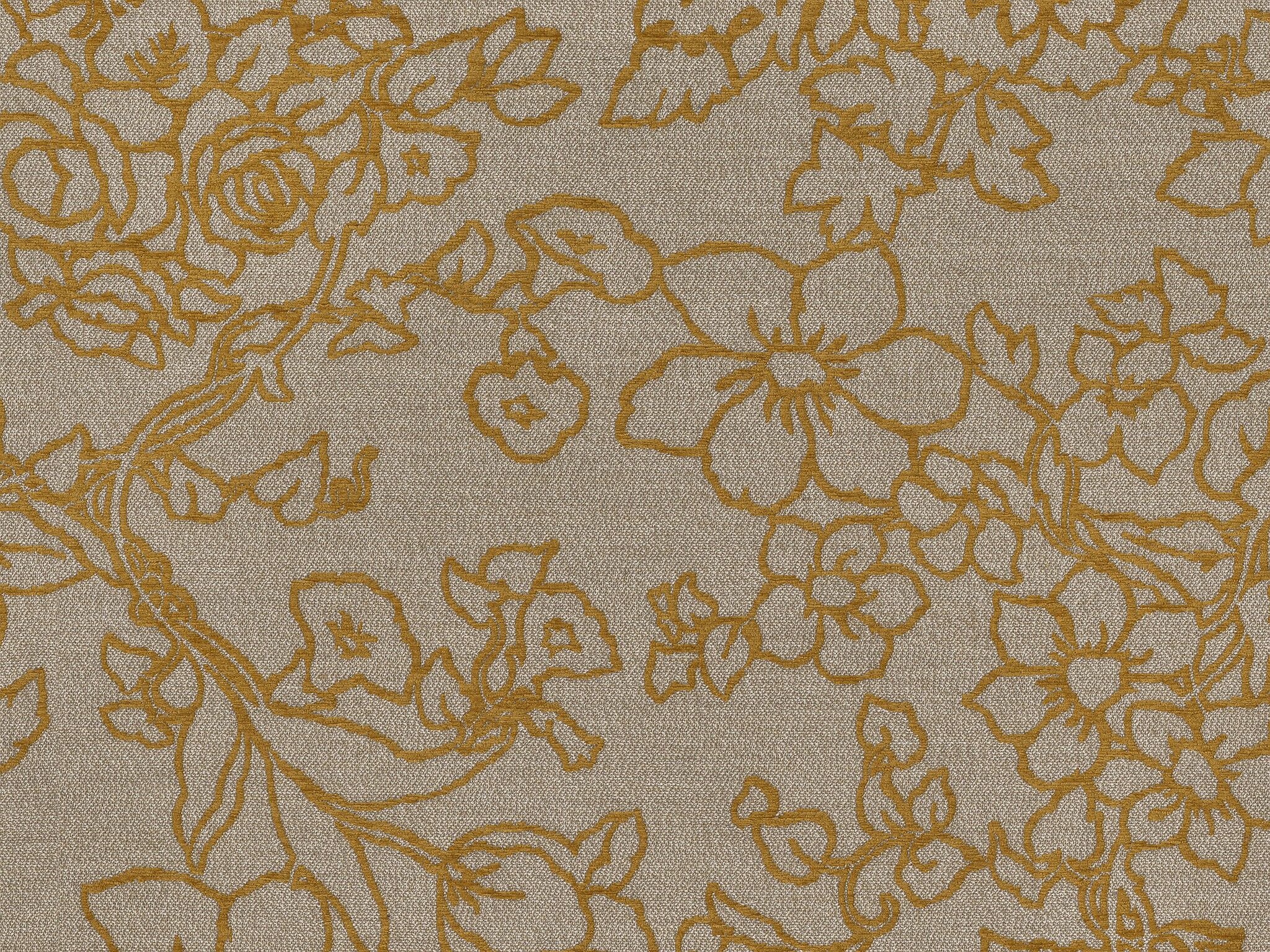 Mali 437 Hoepke Moebelstoff Q2 Polsterstoff 2 Fleckschutz Blumenmuster Beige Ocker
