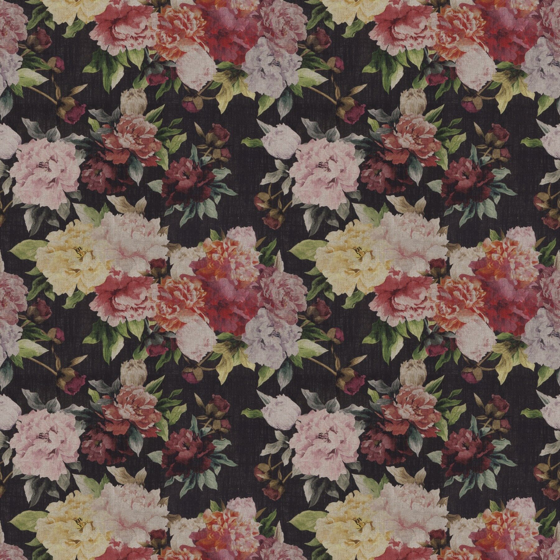 Ca1444 041 Fiore Botanico Jab Vorhangstoff Meterware Mit Blumenmuster Schwarz Rot 1