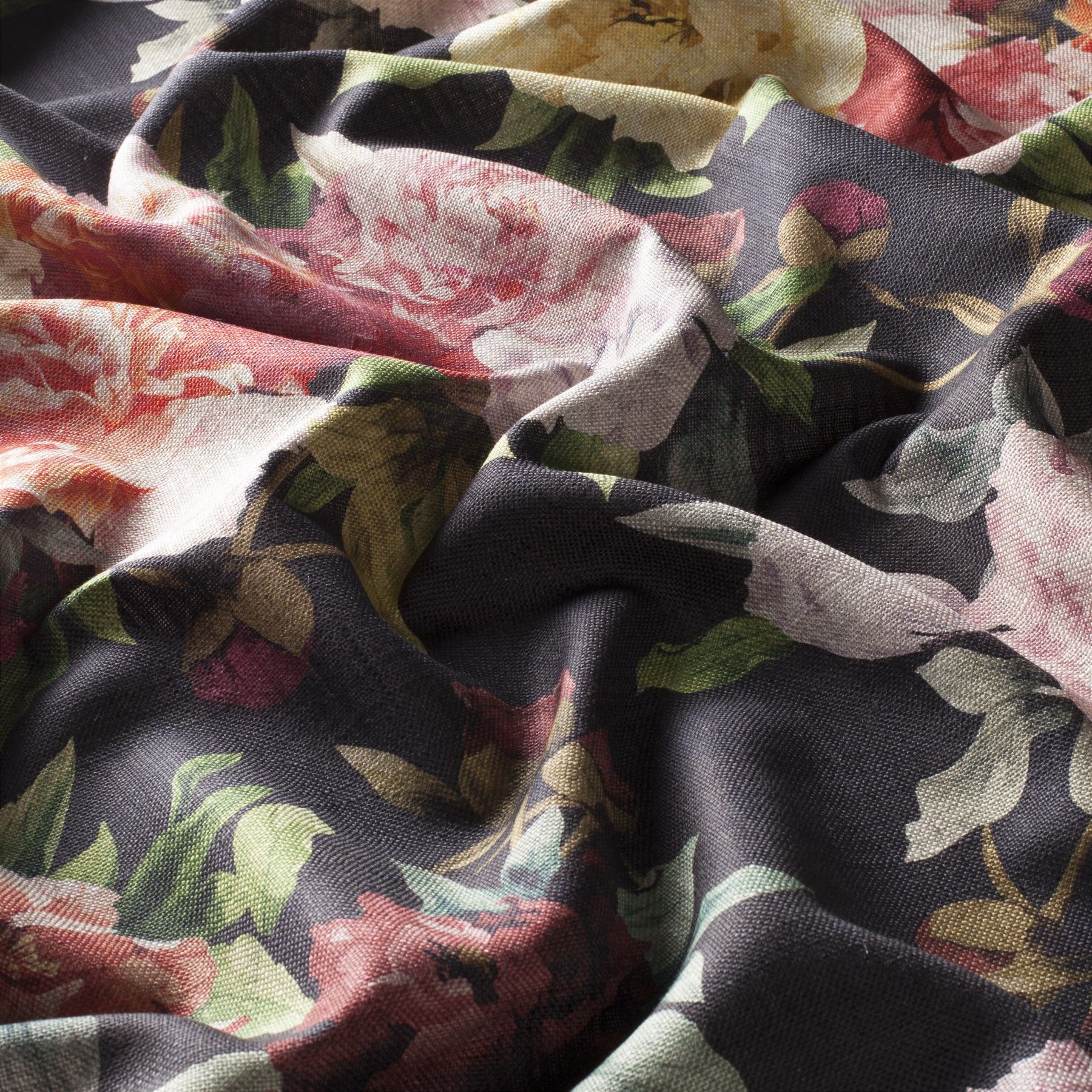 Ca1444 041 Fiore Botanico Jab Vorhangstoff Meterware Mit Blumenmuster Schwarz Rot