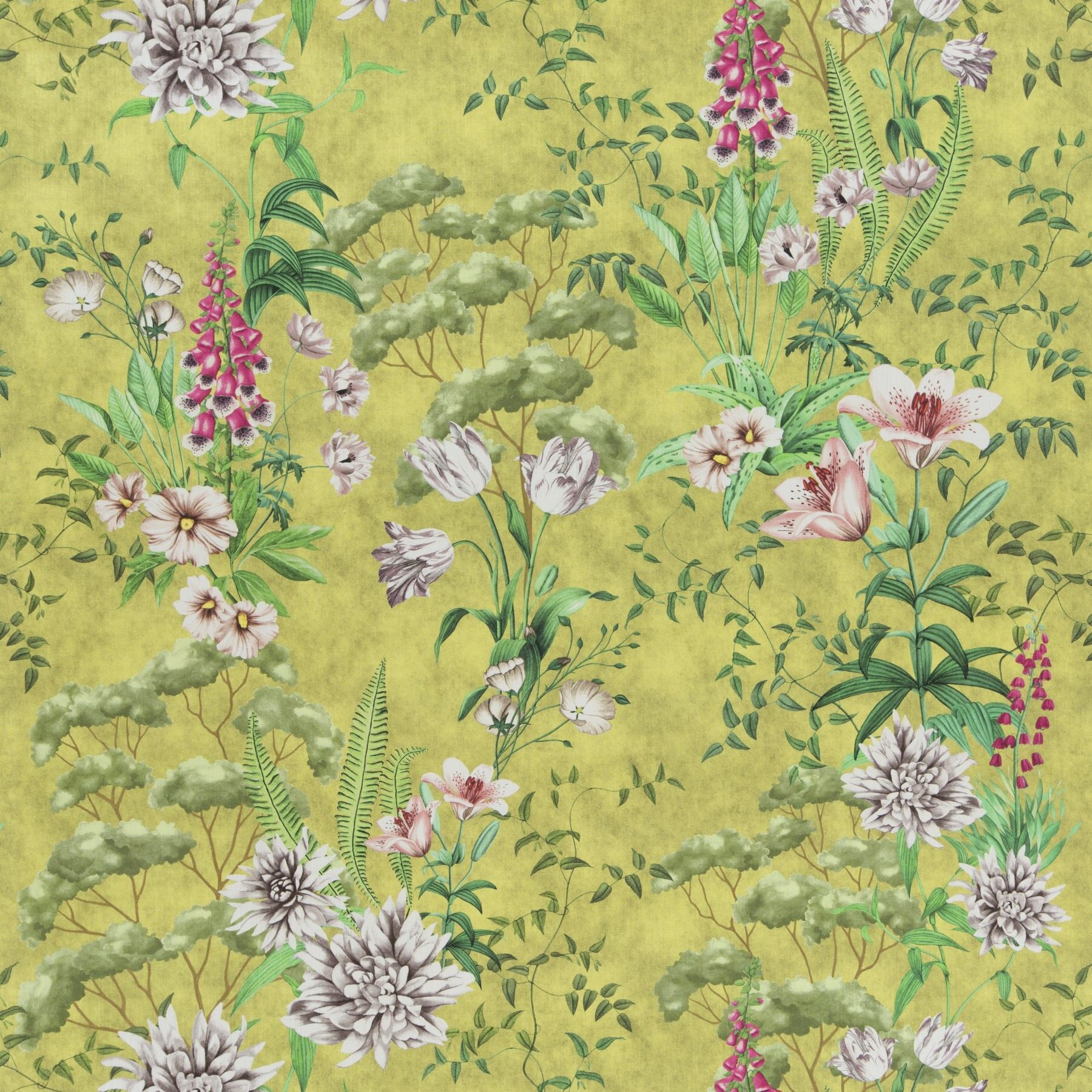 Ch3107 040 Fabulous Journey Jab Vorhangstoff Meterware Mit Blumenmuster Gelb Gruen 1