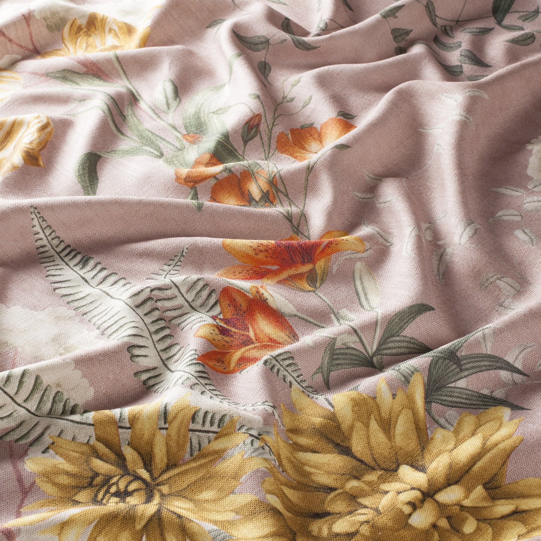 Ch3107 091 Fabulous Journey Jab Vorhangstoff Meterware Mit Blumenmuster Rosa Gruen Gelb