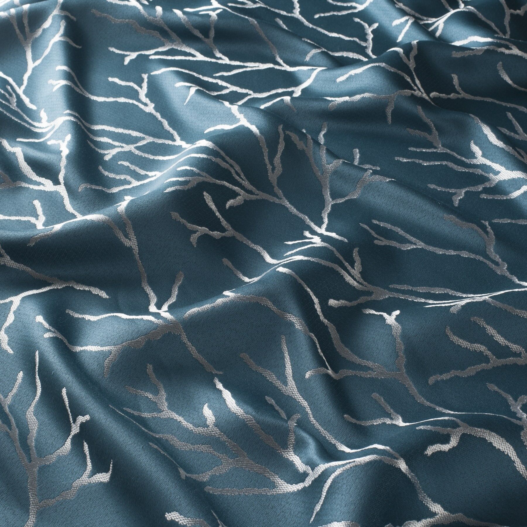 Gs1003 080 Coral Jab Vorhangstoff Meterware Gemustert Blau