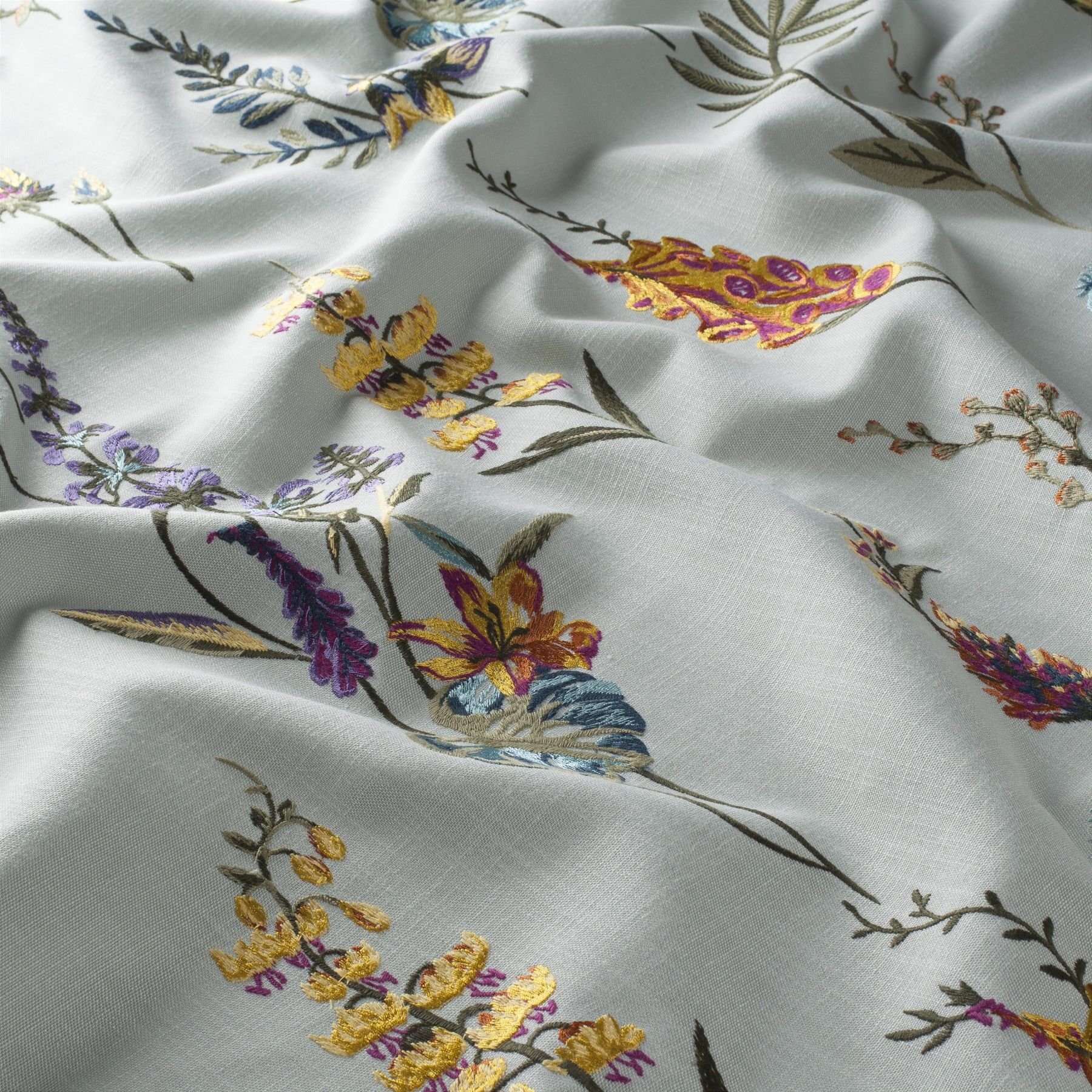 Ja7095 050 Floria Jab Vorhangstoff Meterware Mit Blumenmuster Blau