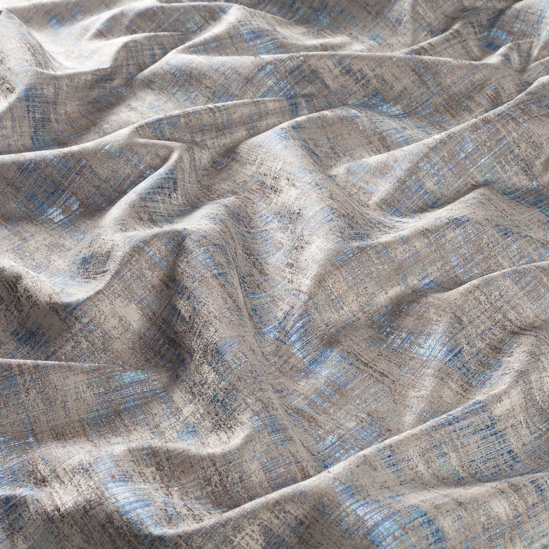 9 7877 050 Kalahari Jab Vorhangstoff Meterware Gemustert Blau