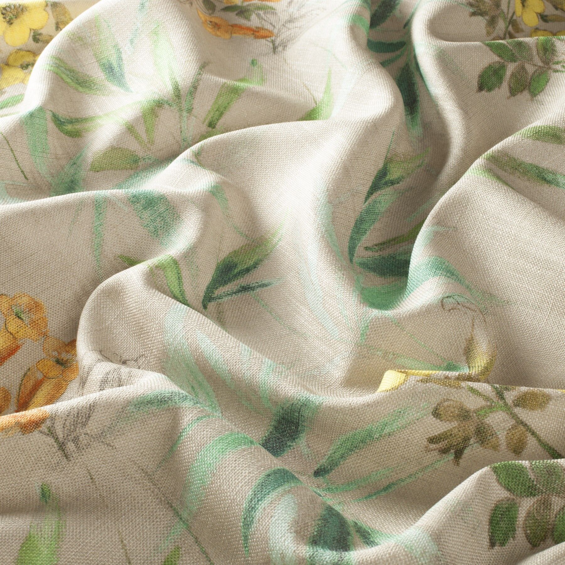 Ch2947 040 Savage Garden Jab Vorhangstoff Meterware Mit Blumenmuster Gelb Braun