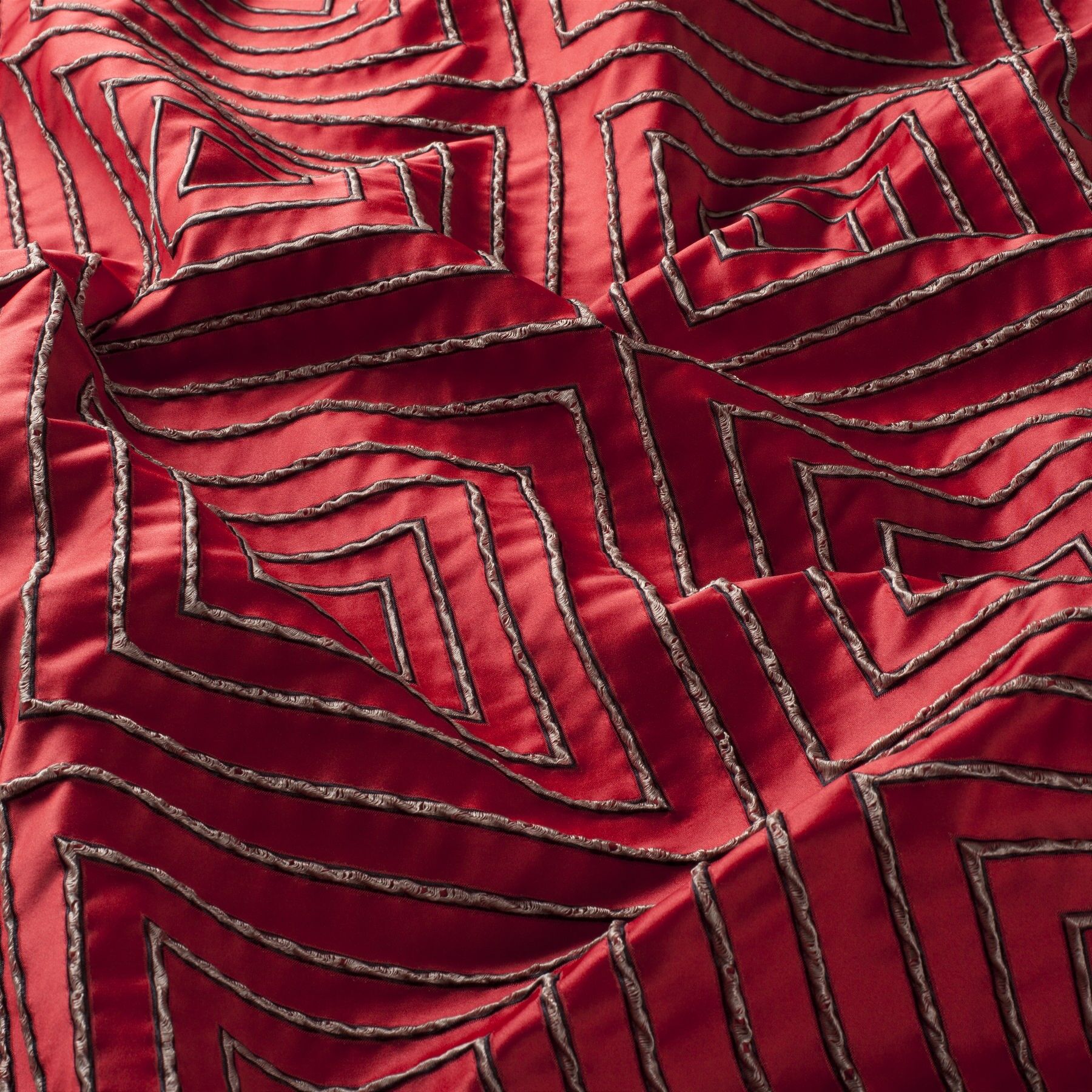 9 7790 010 Rombico Jab Vorhangstoff Meterware Gemustert Rot