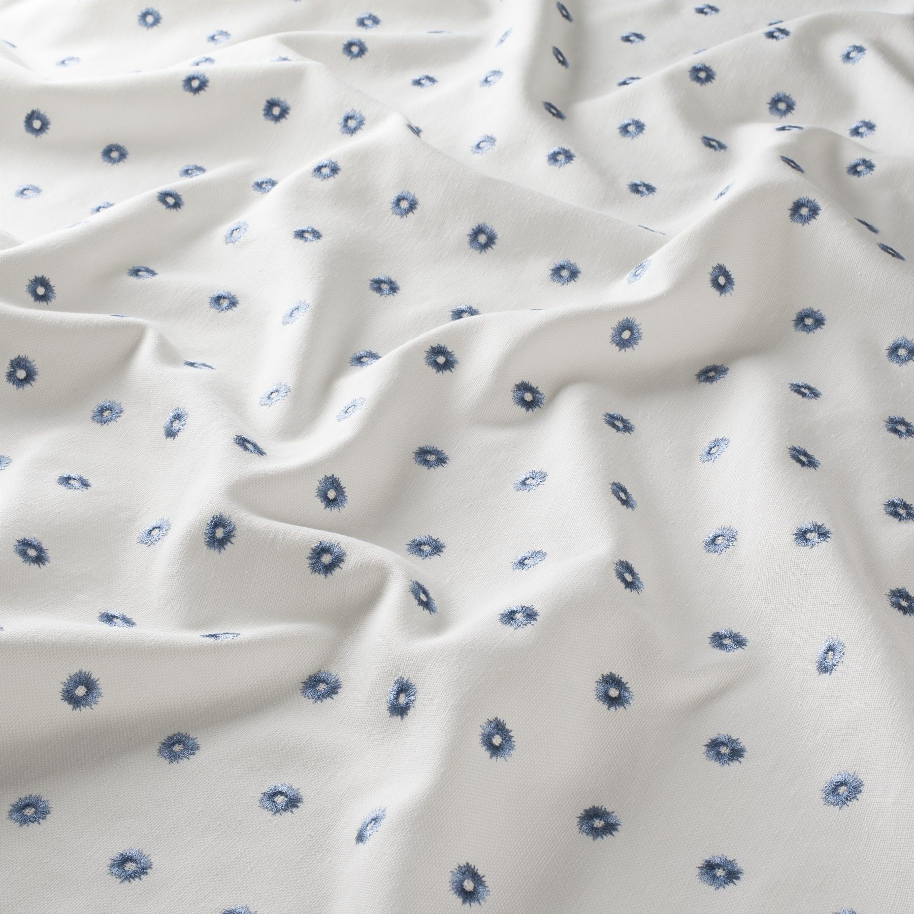 8 1913 050 Little Cottage Jab Vorhangstoff Meterware Gemustert Weiss Blau