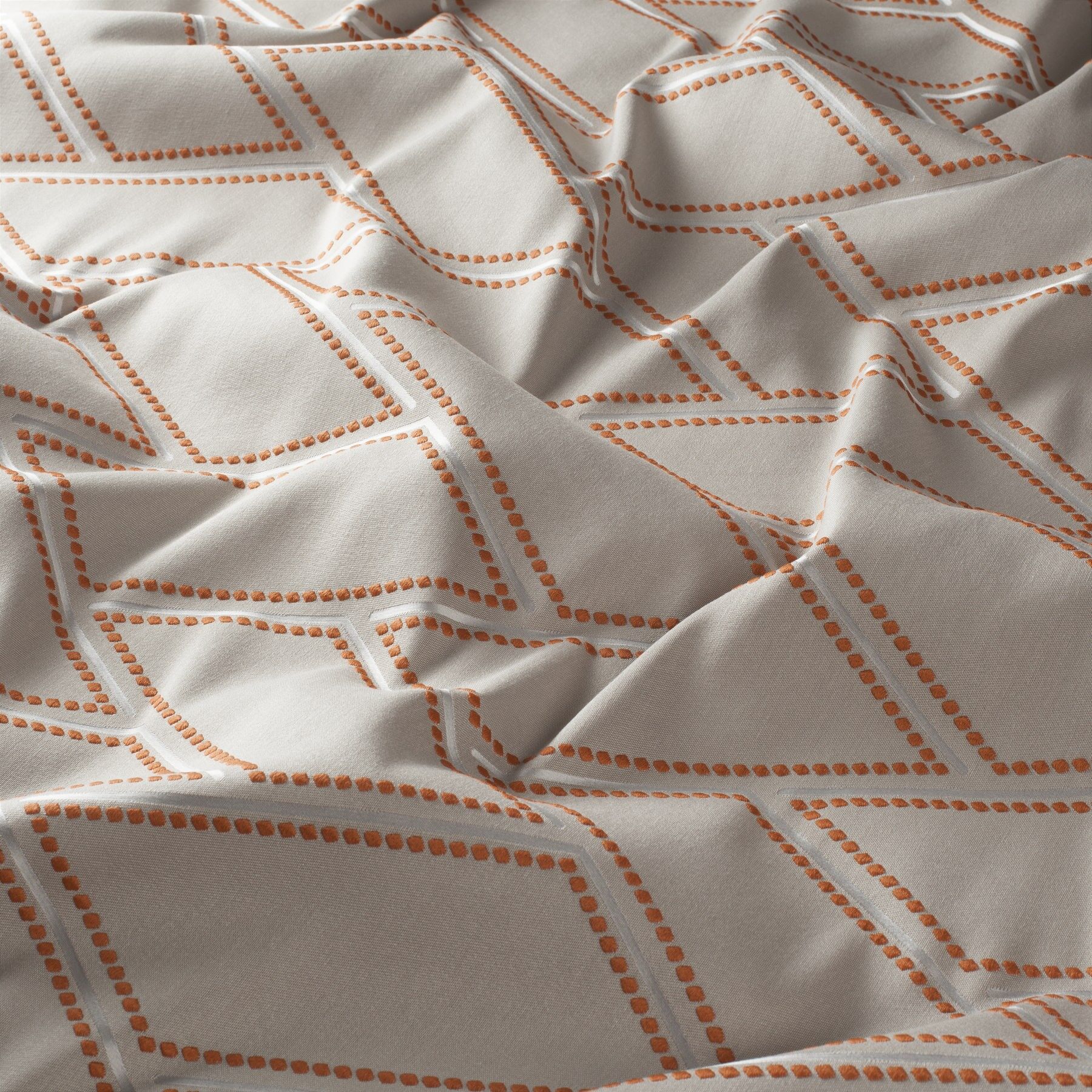 Ja7068 060 Solice Jab Vorhangstoff Meterware Gemustert Orange Beige