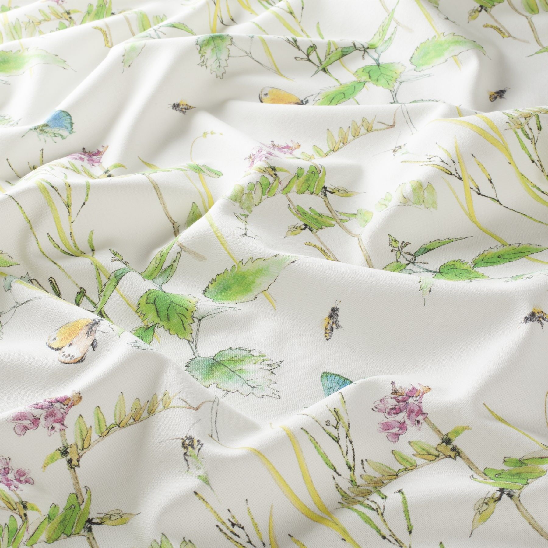 1 8951 070 Biotope Jab Vorhangstoff Meterware Mit Blumenmuster Weiss Gruen