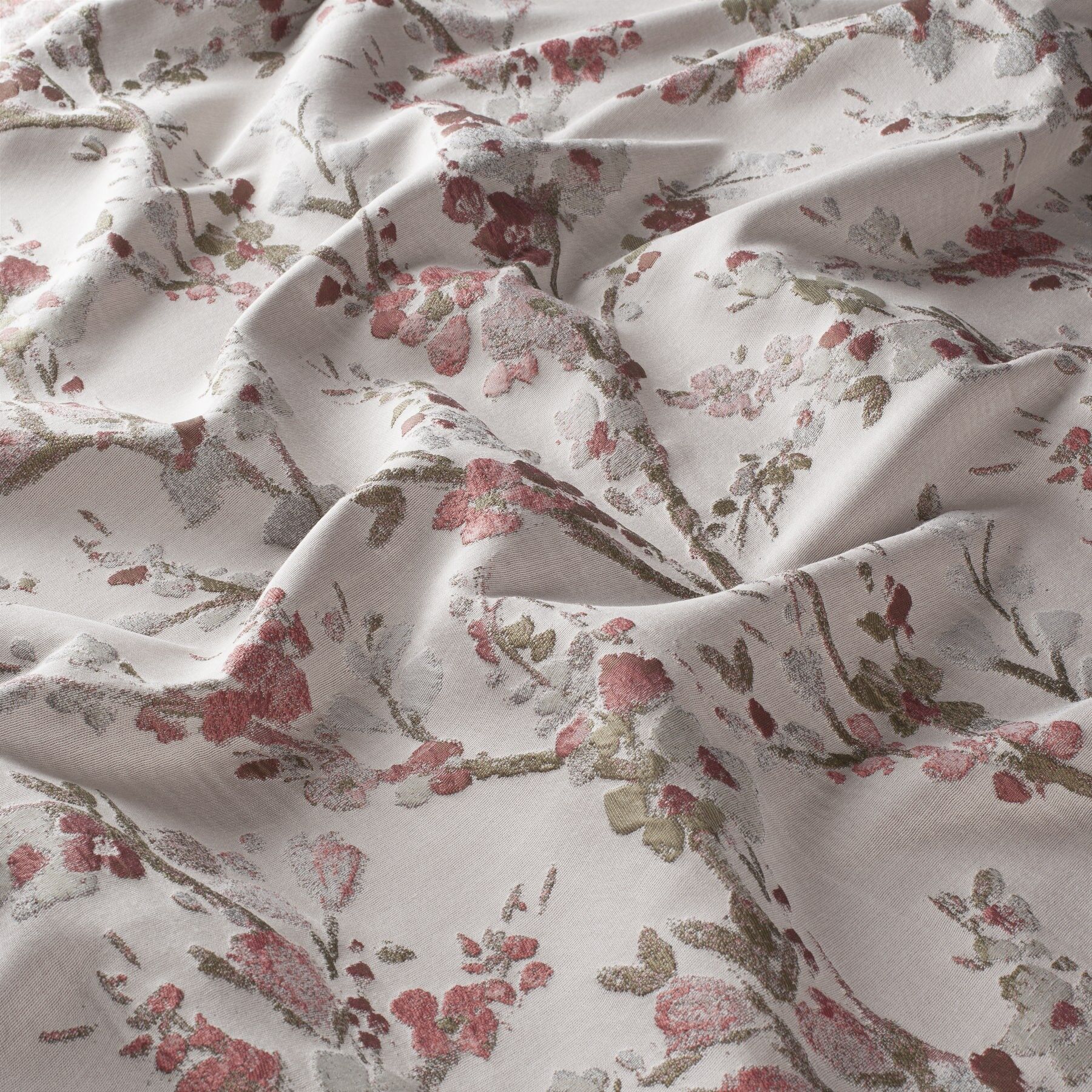 Ja7039 070 Haokan Jab Vorhangstoff Meterware Mit Blumenmuster Grau Rosa