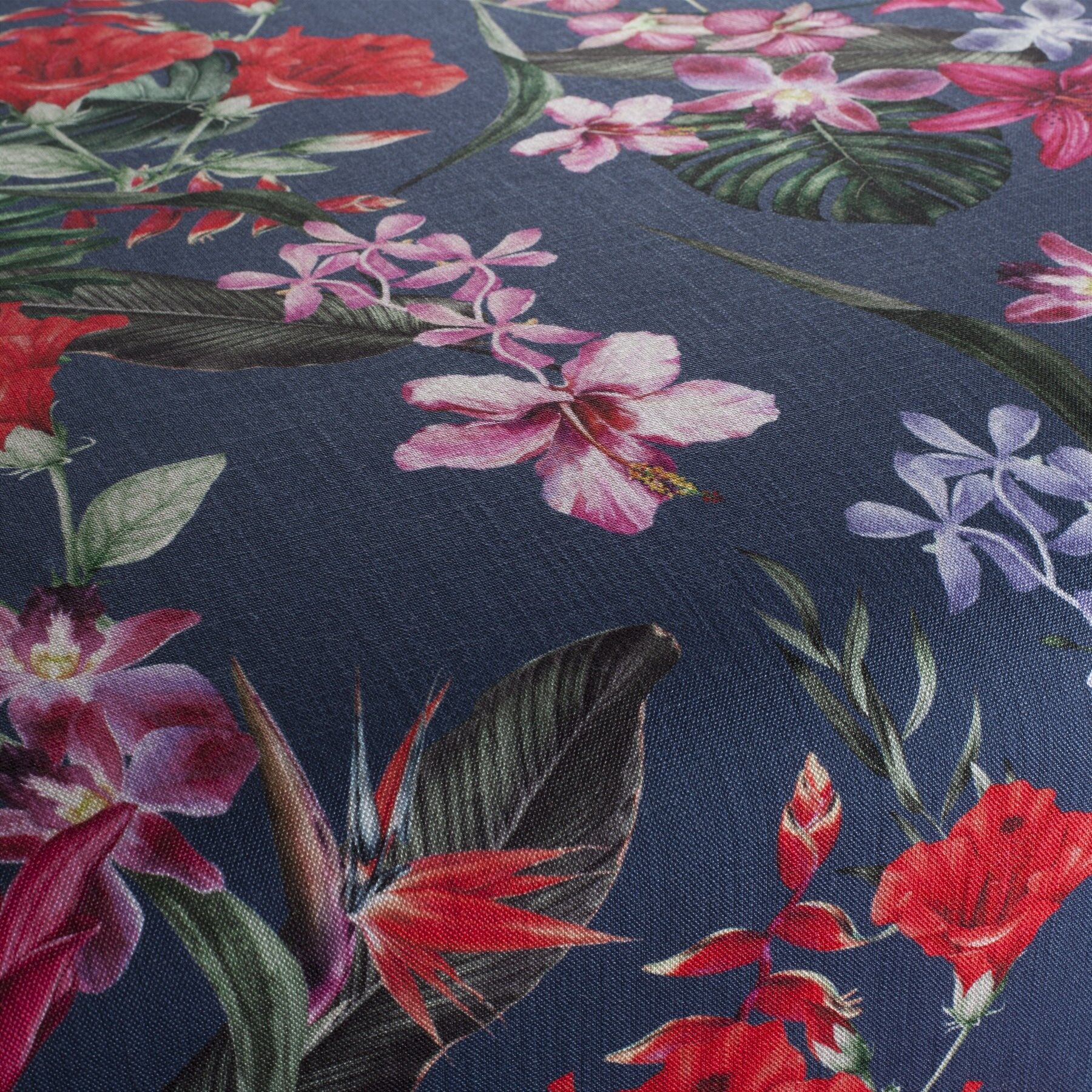 Ja8055 050 Fiorina Jab Vorhangstoff Meterware Mit Blumenmuster Blau
