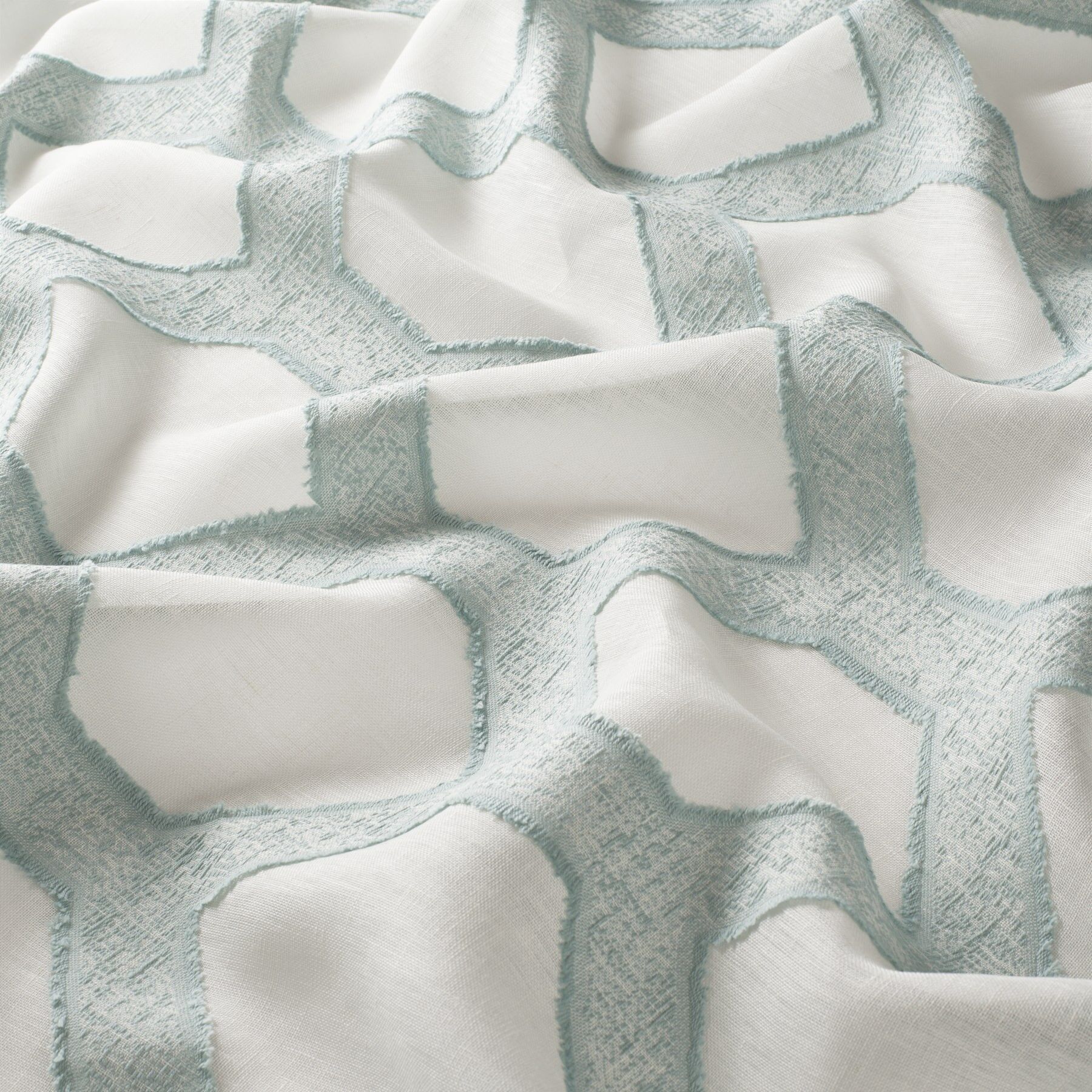 9 7821 080 Facet Jab Vorhangstoff Meterware Gemustert Tuerkis Weiss